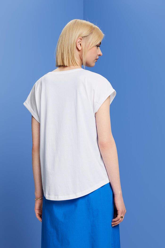 T-Shirt mit Mini-Print, 100 % Baumwolle, WHITE, detail image number 3