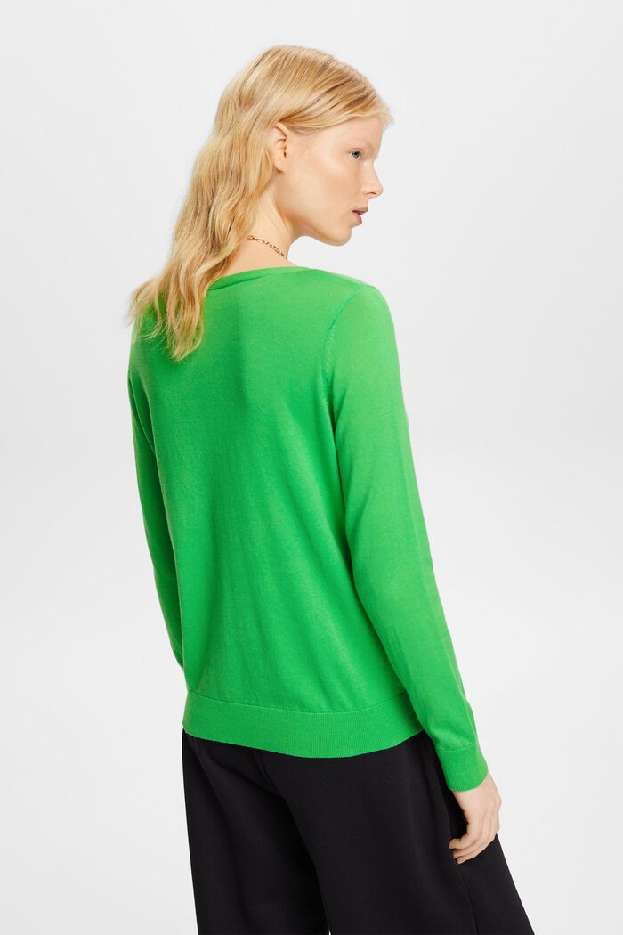 Pullover mit V-Ausschnitt aus Baumwolle, GREEN, detail image number 3