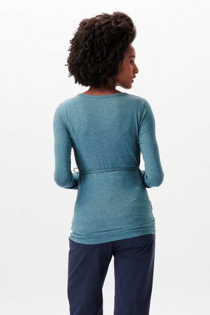 Jerseyshirt mit langen Ärmeln und Knöpfen, TEAL BLUE, detail image number 3