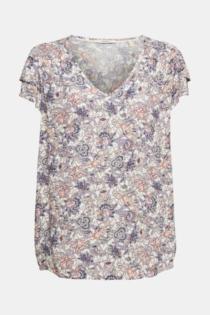 Floral gemusterte Bluse, OFF WHITE, overview