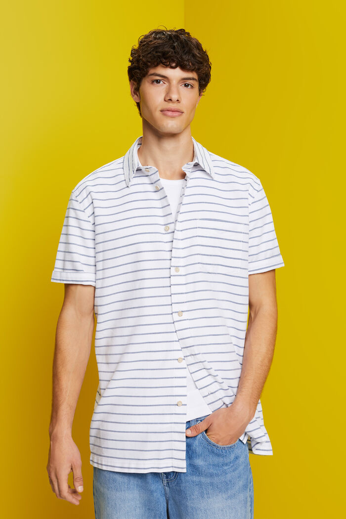 Hemd aus gestreiftem Waffel-Piqué, 100 % Baumwolle, WHITE, detail image number 0