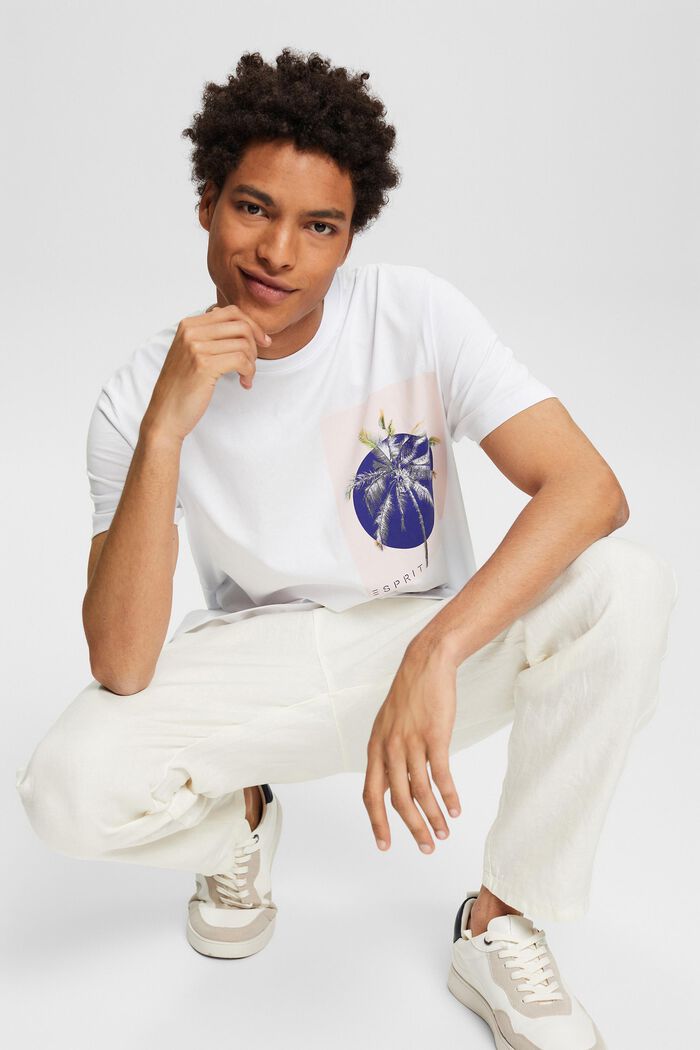 Jersey-T-Shirt mit Print, 100% Baumwolle, WHITE, detail image number 2