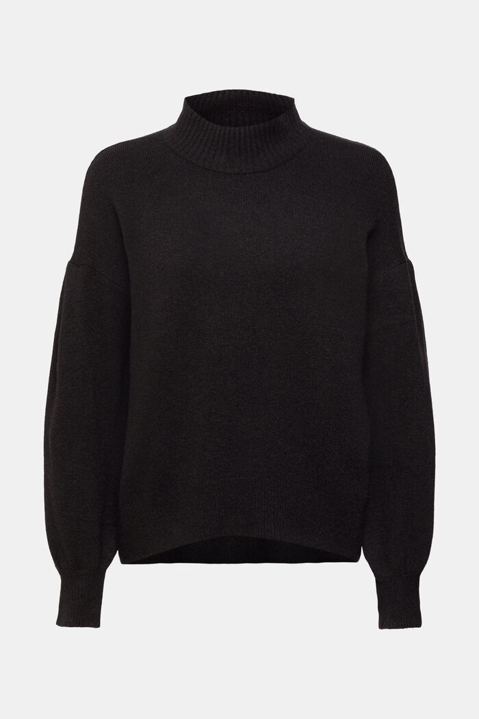 Wollmix-Pullover mit Stehkragen, BLACK, detail image number 6
