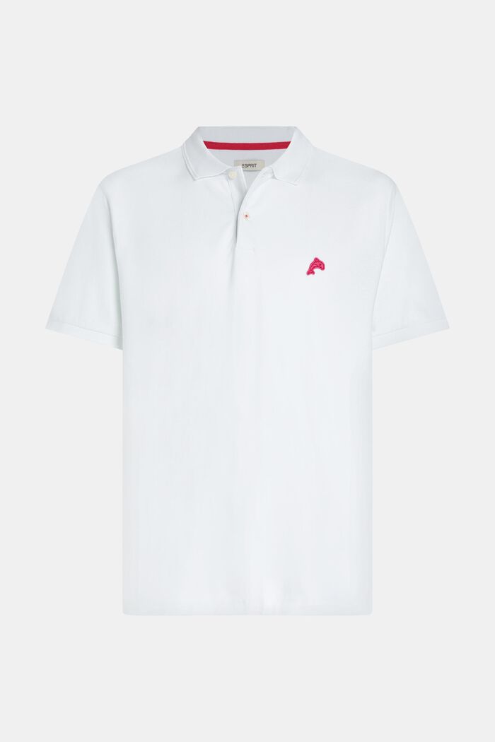Klassisches Tennis-Poloshirt mit Dolphin-Batch, WHITE, overview