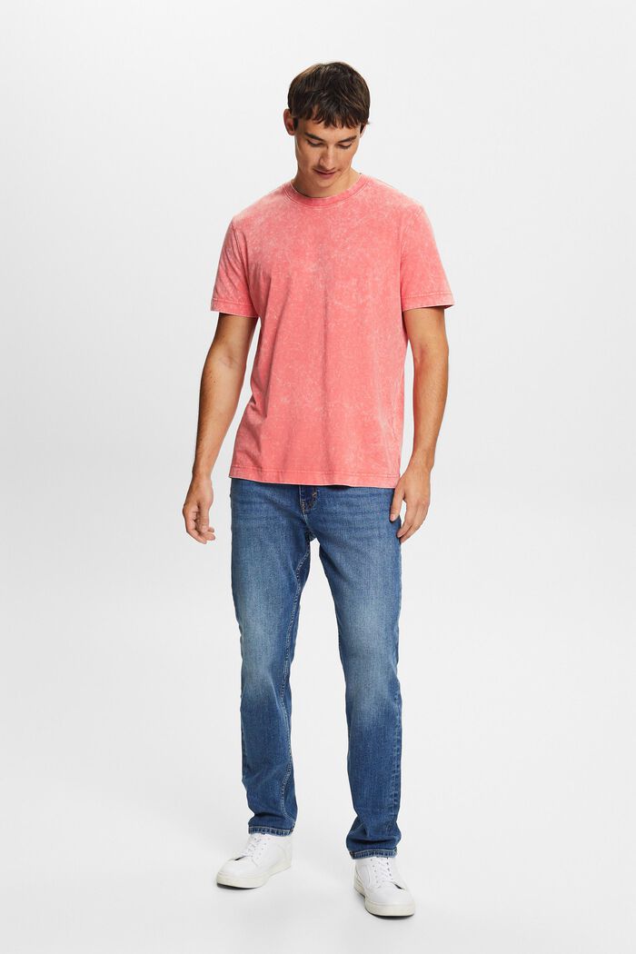 T-Shirt mit Stonewash-Effekt, 100 % Baumwolle, CORAL RED, detail image number 0