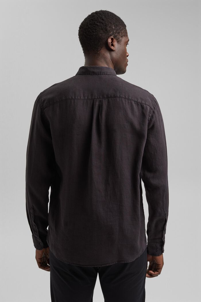 Button-Down-Hemd aus 100% Leinen, BLACK, detail image number 3