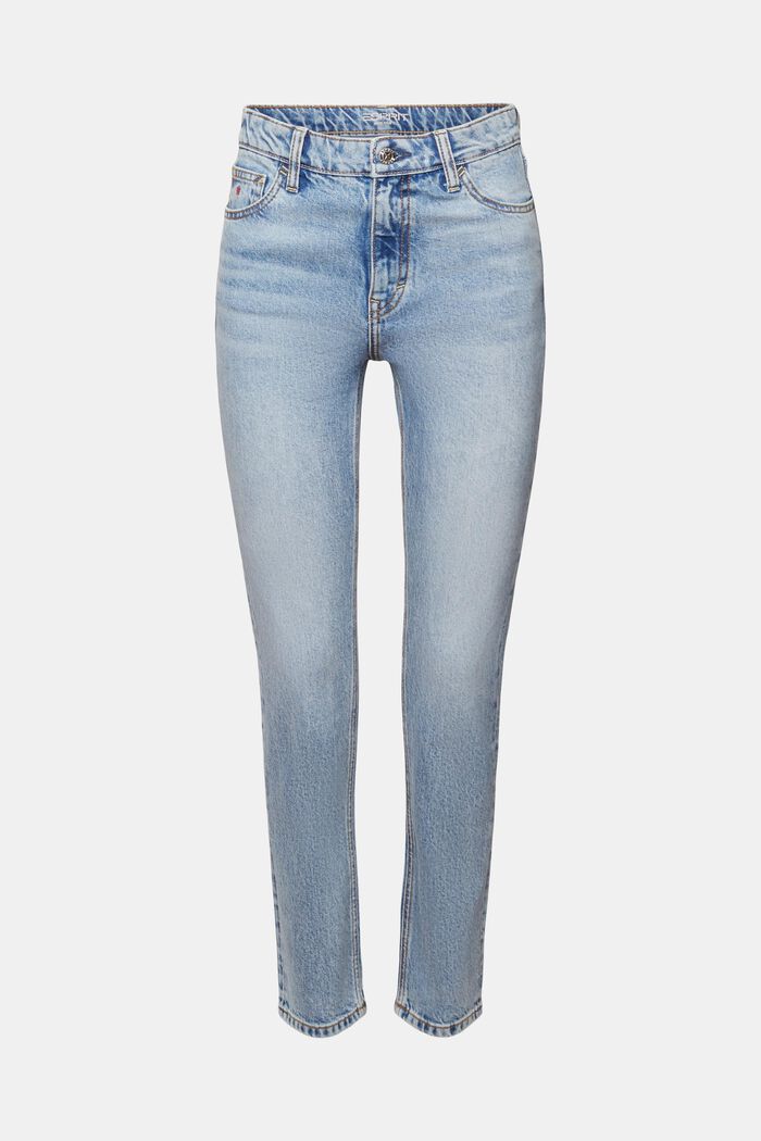 Retro-Jeans mit schmaler Passform und hohem Bund, BLUE BLEACHED, detail image number 7