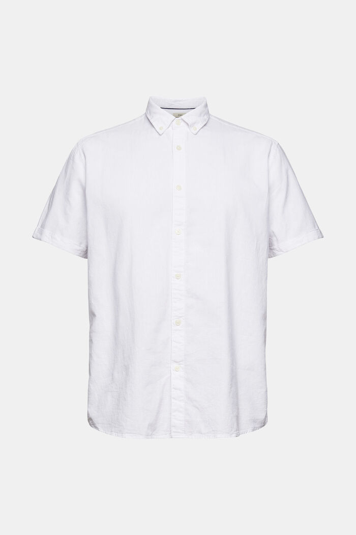 Mit Leinen: kurzärmeliges Button-Down-Hemd
