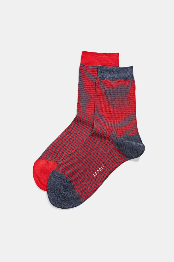 Gestreifte Socken im 2er-Pack, Bio-Baumwolle, RED/BLUE, detail image number 0