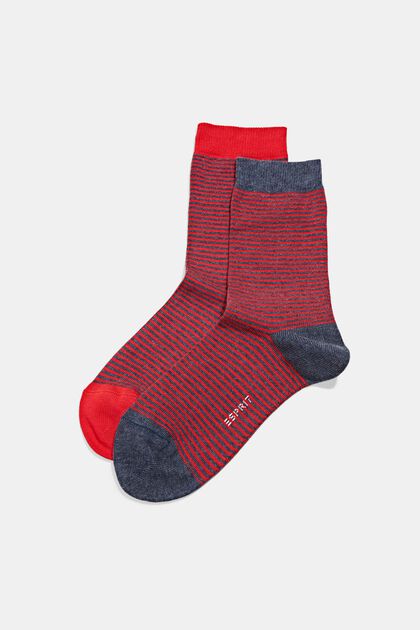 Gestreifte Socken im 2er-Pack, Bio-Baumwolle, RED/NAVY, overview
