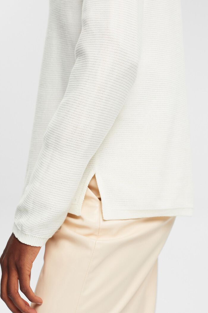Pullover aus Strukturstrick mit V-Ausschnitt, OFF WHITE, detail image number 2