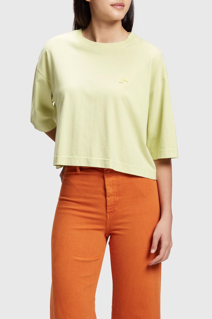 Cropped T-Shirt mit Delfin-Patch