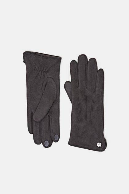 Touchscreen-Handschuhe in Velours-Optik, GREY, overview