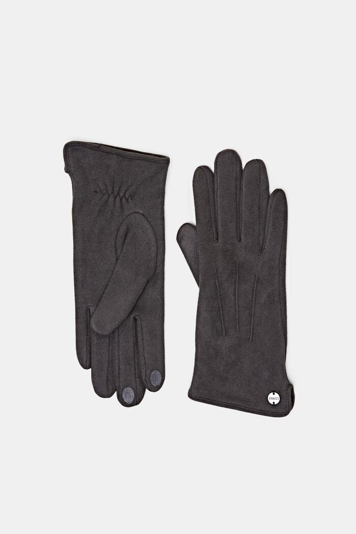 Touchscreen-Handschuhe in Velours-Optik, GREY, detail image number 0