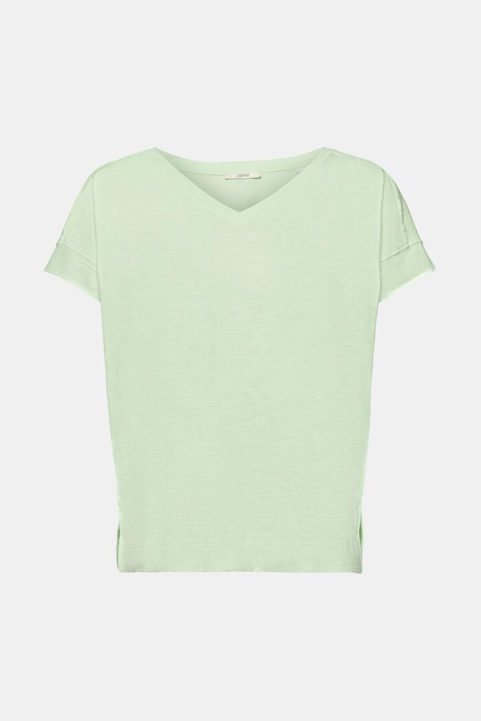 Baumwoll-T-Shirt mit V-Ausschnitt, CITRUS GREEN, detail image number 5