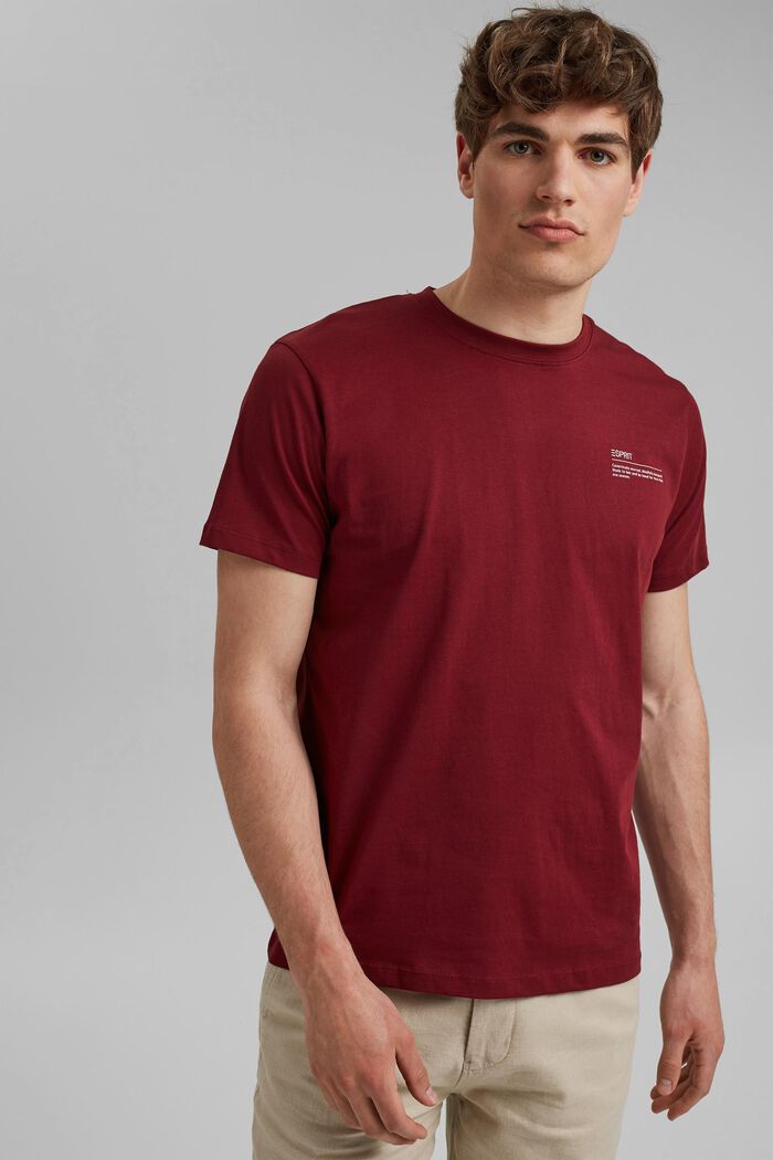 Jersey-T-Shirt mit Print, 100% Bio-Baumwolle, GARNET RED, detail image number 0