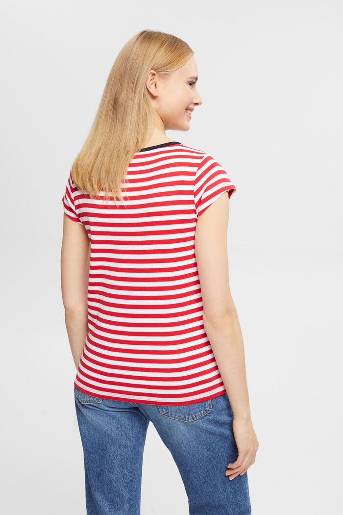 Gestreiftes T-Shirt mit Kappenärmeln, RED, detail image number 3