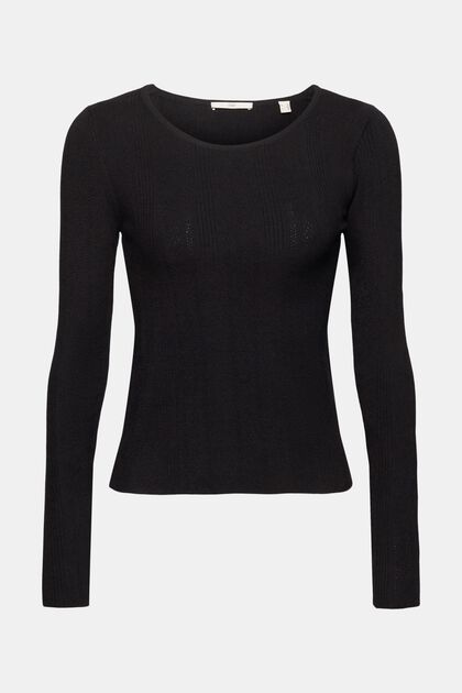 Pullover im Ajour-Stil, BLACK, overview