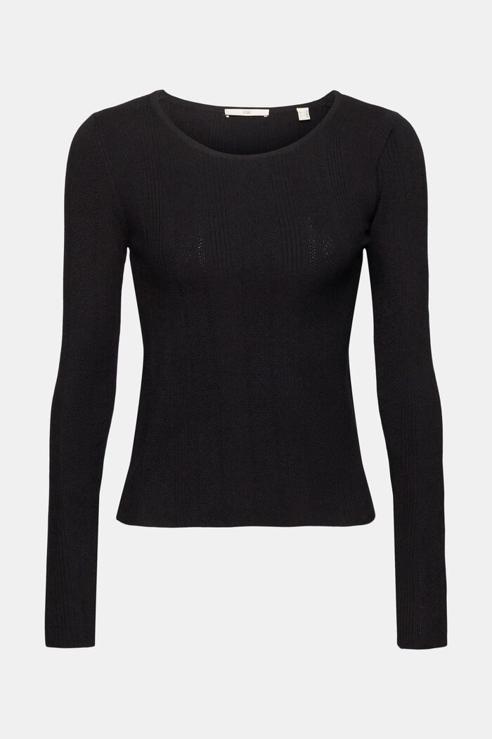 Pullover im Ajour-Stil, BLACK, detail image number 7