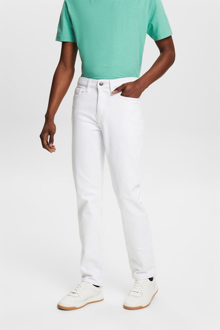 Schmale Jeans mit mittlerer Bundhöhe, WHITE, detail image number 0