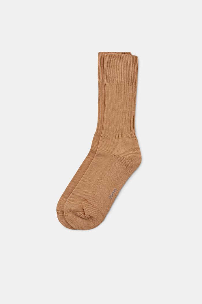 Socken aus grobem Rippstrick, CAMEL, detail image number 0