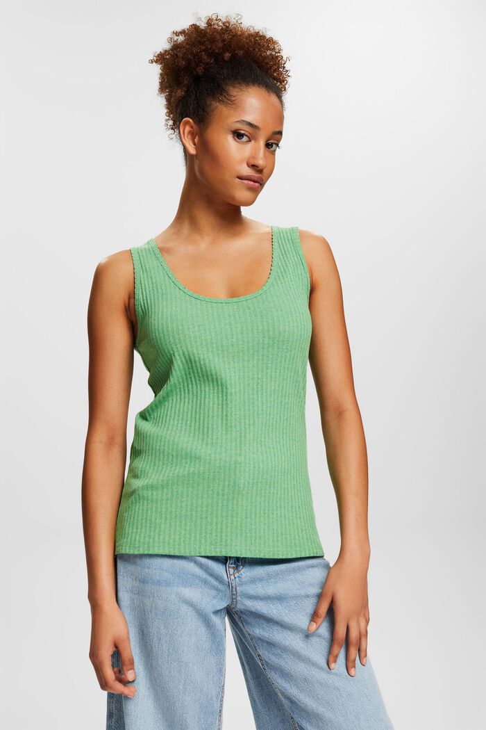 Recycelt: Top mit Pointelle-Muster, GREEN, detail image number 1
