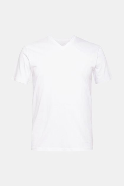 T-Shirt mit V-Ausschnitt aus nachhaltiger Baumwolle, WHITE, overview