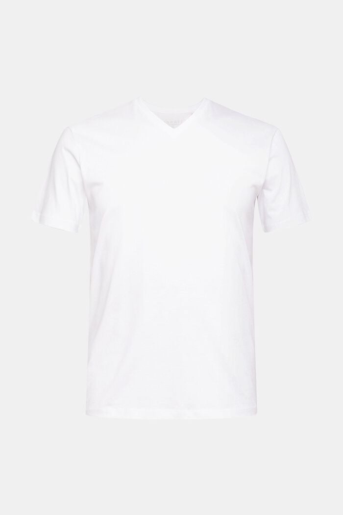 T-Shirt mit V-Ausschnitt aus nachhaltiger Baumwolle, WHITE, detail image number 6