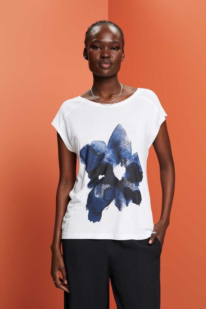 T-Shirt mit Print, LENZING™ ECOVERO™, WHITE, detail image number 0