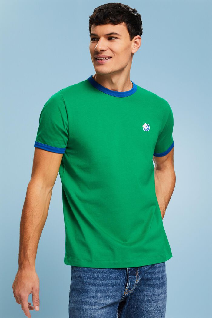 Baumwoll-T-Shirt mit Logo und Rundhalsausschnitt, GREEN, detail image number 0