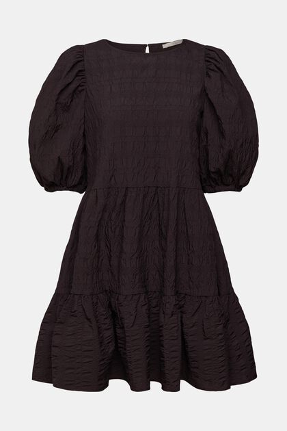 Kleid mit Puffärmeln, BLACK, overview