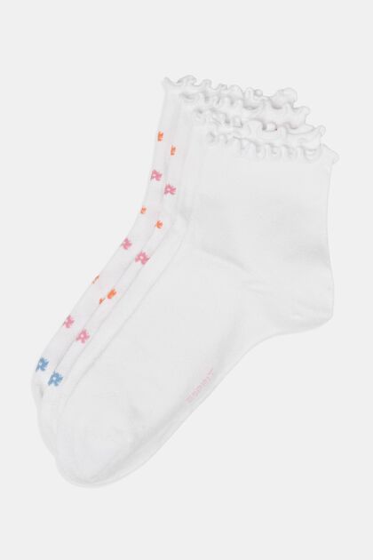 2er-Pack Socken mit Wellensaum, WHITE, overview