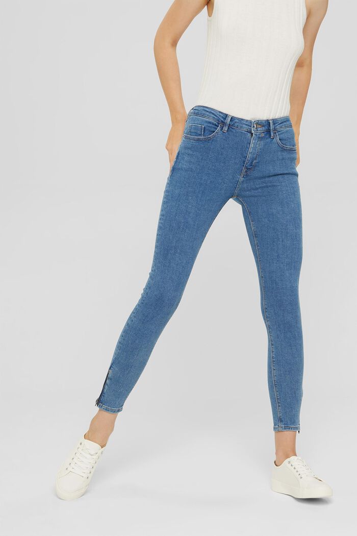 Stretch-Jeans mit Zipper-Detail, BLUE MEDIUM WASHED, detail image number 0