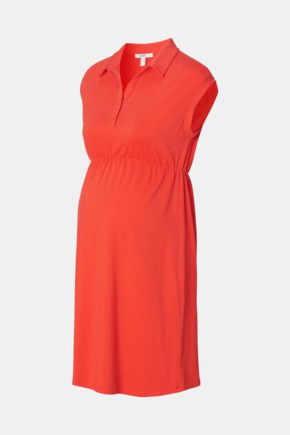 Polo-Hemdblusenkleid aus Jersey, RED, overview