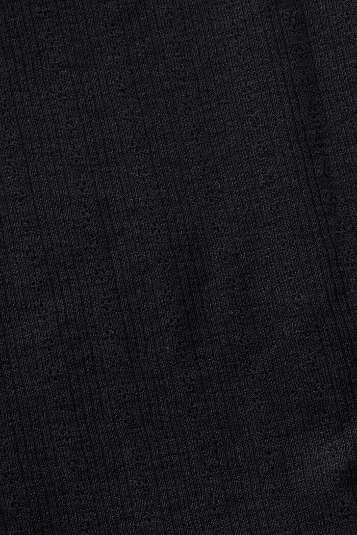 Pointelle-T-Shirt in gerippter Optik, BLACK, detail image number 5
