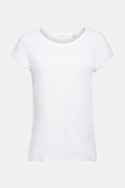T-Shirt aus Slub Baumwolle, WHITE, overview