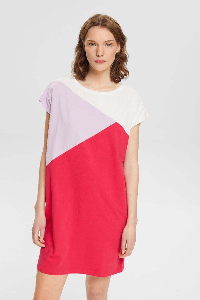 Nachthemd aus Baumwolle mit Blockmuster, PINK FUCHSIA, detail image number 0