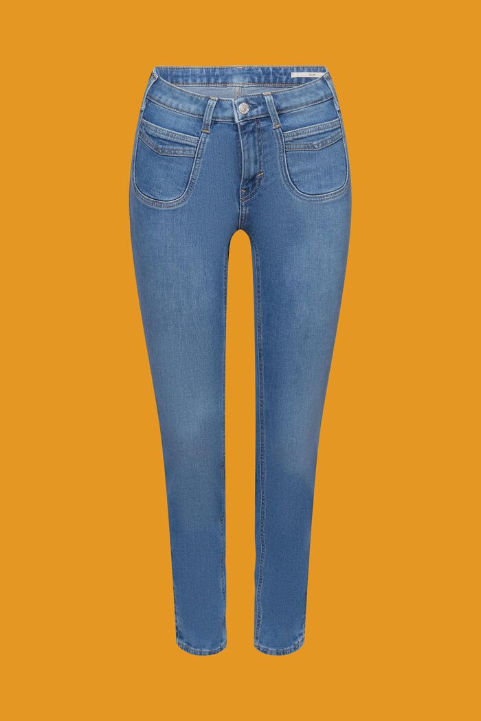 High-Rise-Jeans im Slim Fit, BLUE LIGHT WASHED, detail image number 5
