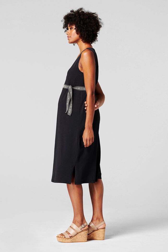 Jersey-Kleid mit Bindegürtel, Organic Cotton, BLACK INK, detail image number 2