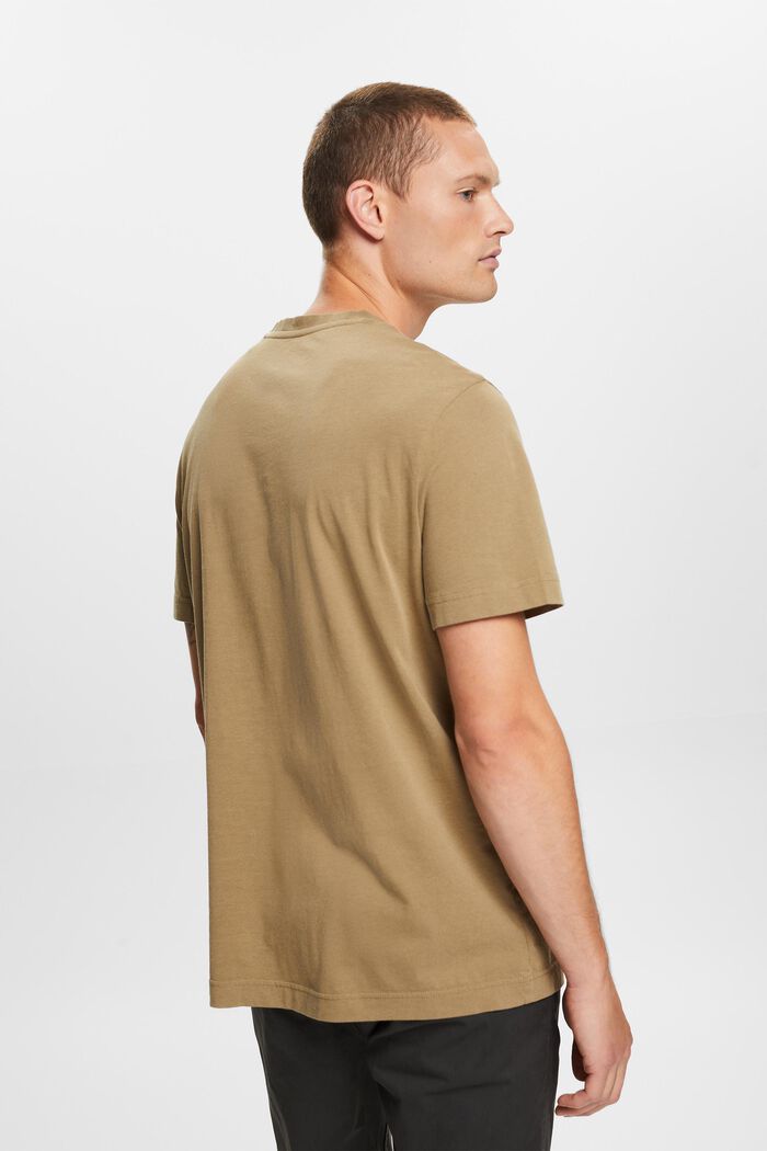 Rundhals-T-Shirt aus Jersey, 100 % Baumwolle, KHAKI GREEN, detail image number 3