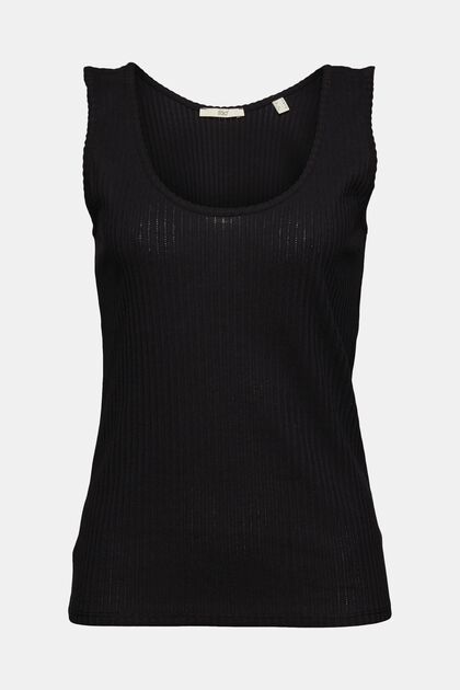 Top mit Pointelle-Muster, BLACK, overview
