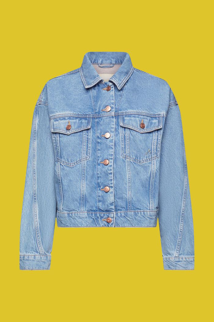 Denim-Jacke aus reiner Baumwolle, BLUE MEDIUM WASHED, detail image number 7
