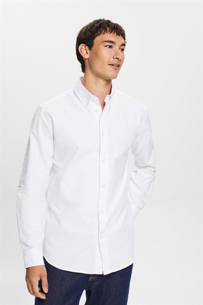 Button-Down-Hemd aus Baumwollpopeline, WHITE, detail image number 1