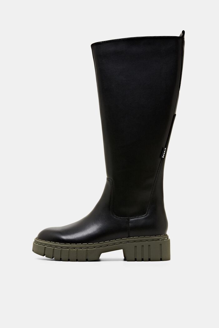 Vegan: Plateau-Boots aus Fake-Leather, BLACK, detail image number 0