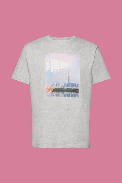 T-Shirt aus Baumwollmix mit Print, LIGHT GREY, overview