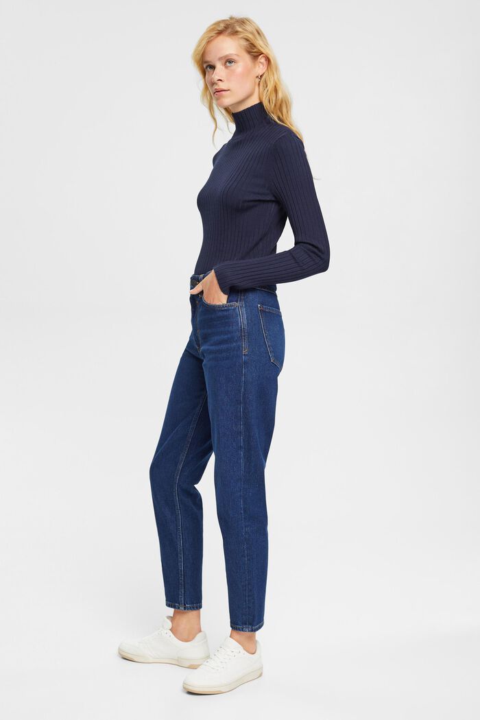 Mom-Jeans mit hoher Taille, BLUE DARK WASHED, detail image number 4