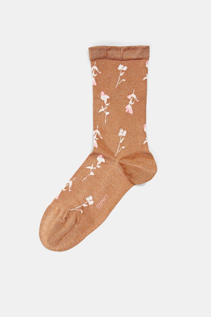 Socken mit Blumenmuster und fluffigem Bündchen, SIENNA, detail image number 0