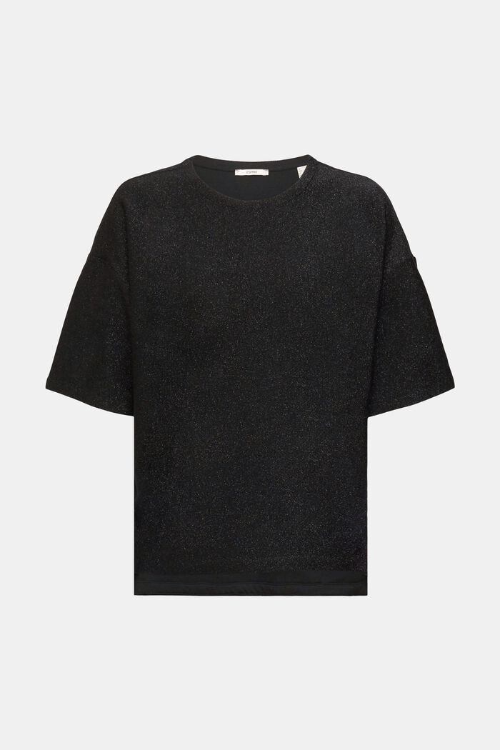 Oversize-T-Shirt mit Glitzereffekt, BLACK, detail image number 6