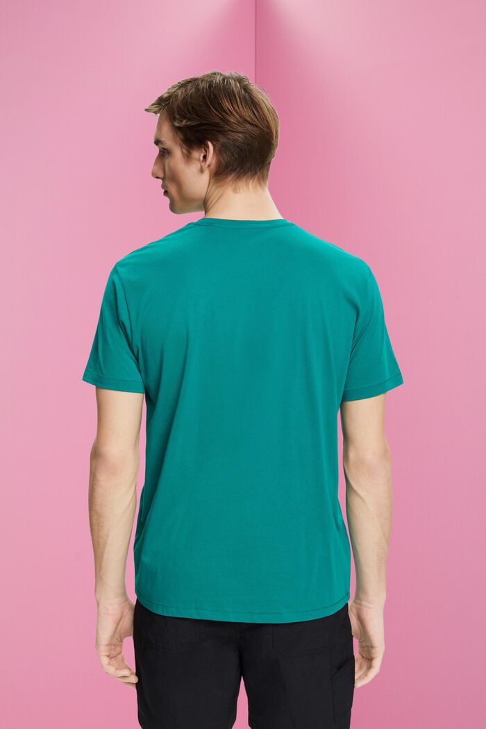 Baumwoll-T-Shirt mit Print, EMERALD GREEN, detail image number 3
