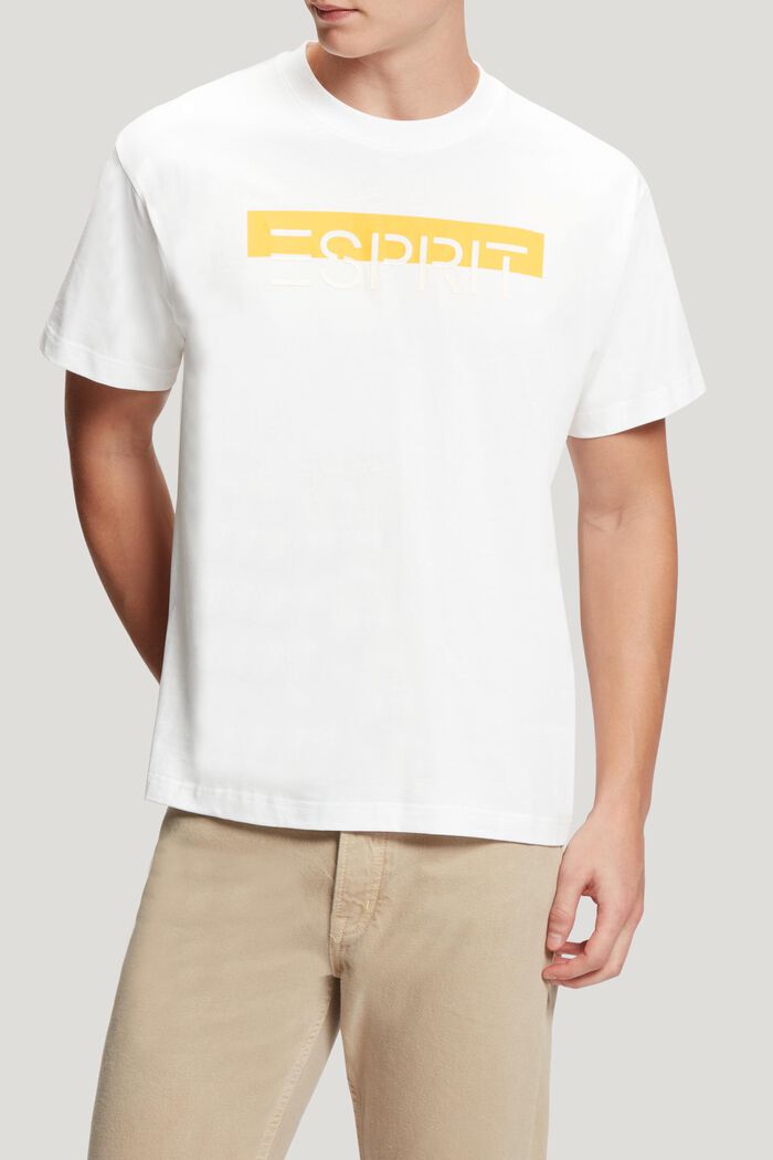 T-Shirt mit matt-glänzendem Logo-Aufnäher, WHITE, detail image number 0